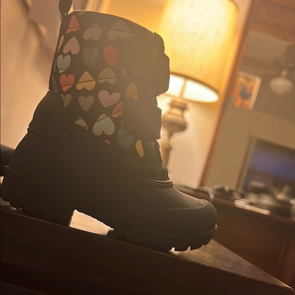 Kids navy blue Heart Pattern Boots